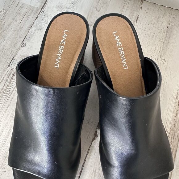 Lane Bryant Slip On Block Heels Mules 8W Summer Open Toe Dressy Party Cocktail - Picture 3 of 8